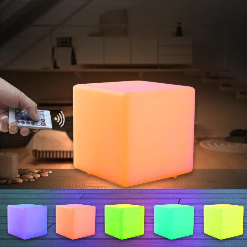 LED Furniture Waterproof Garden Glowing Stool Cube Remote Control Chair PE Plastic LED Cube Stool RGB Wireless Hotel Decoration