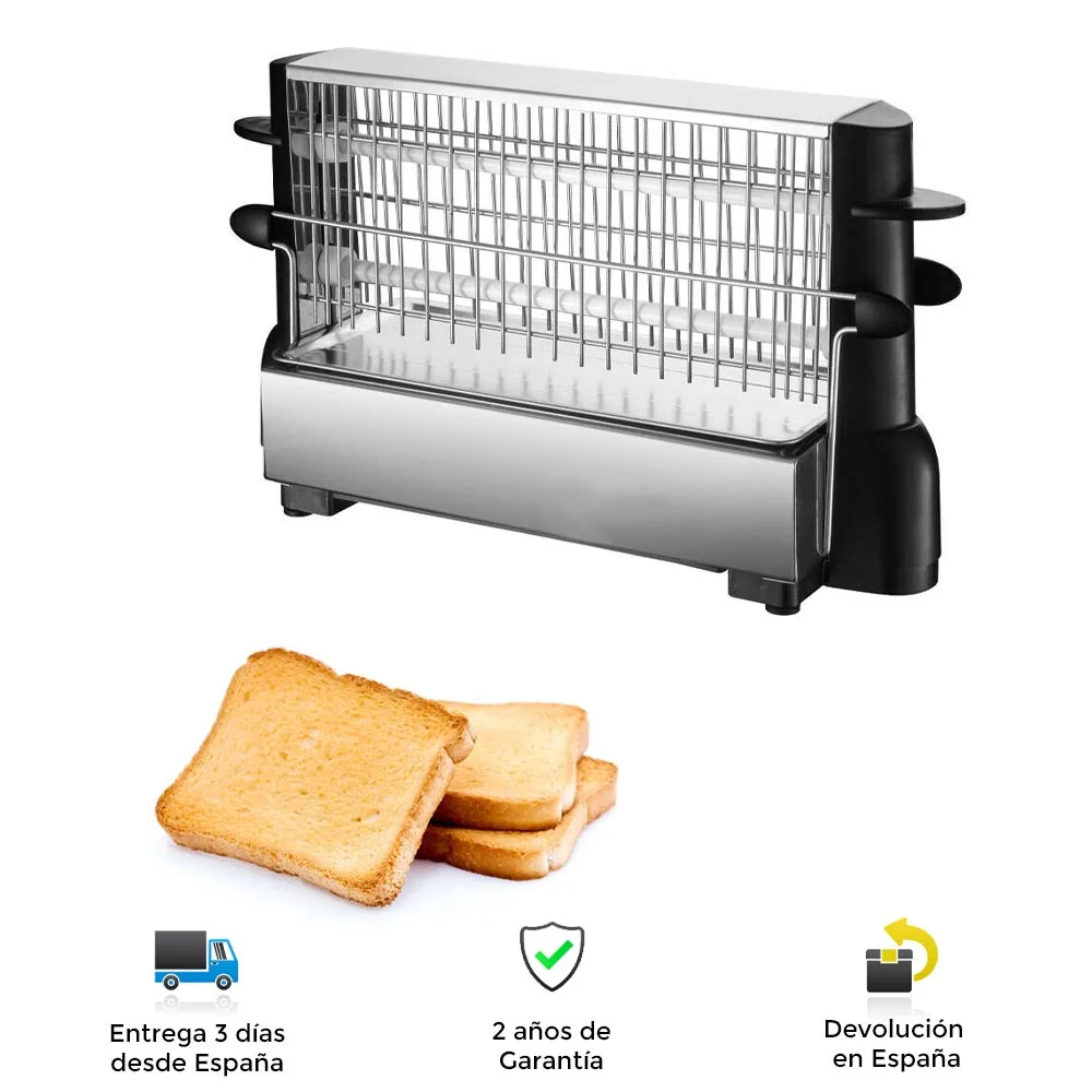 Electric bread toaster, classic, halogen, Quartz tubes, body and chrome grid, fast, portable, handles, toaster, bread toaster, toaster