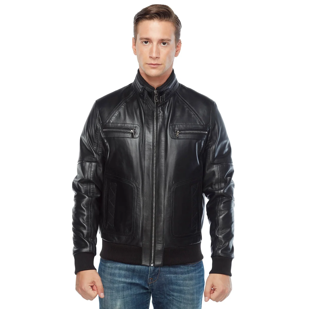 Feni Áo Khoác Da Nam Đen Ban Đầu Da Cừu Thu Đông 2022 Biker Slim Size Lớn VintageTürkiye