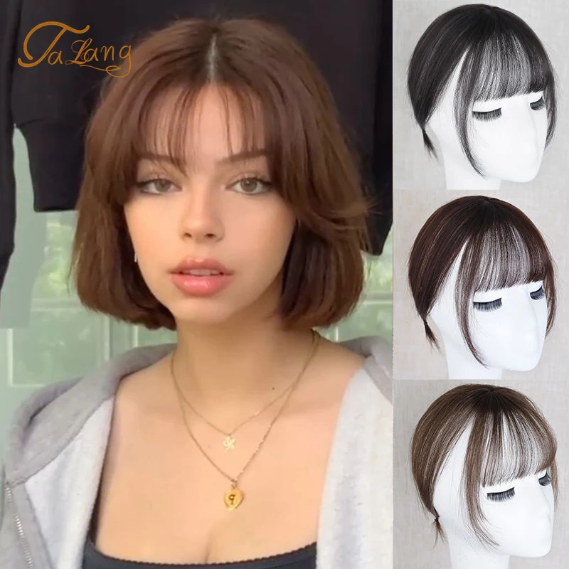 

TALANG Synthetic Hair Fringe Clip Bangs Straight Fake Hair Piece High Temperature Fiber Wig Bangs Clip on Hair Extension French