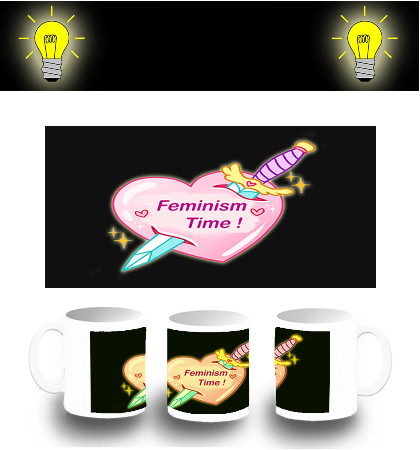 CUP PHOTOLUMINESCENT LOGO HOUR FEMINIST glitter mug