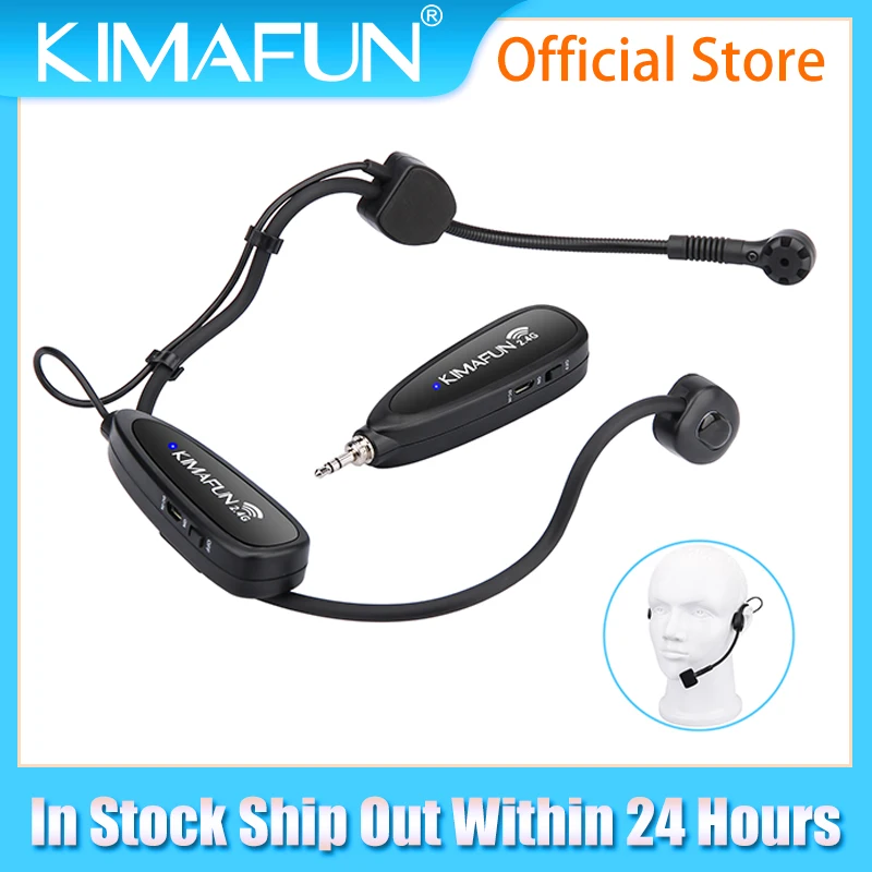 

KIMAFUN Wireless Headset Microphone System for Phone,DSLR Camera,PA Speaker,Youtube,Podcast,Video Recording,Conference,Vlogging