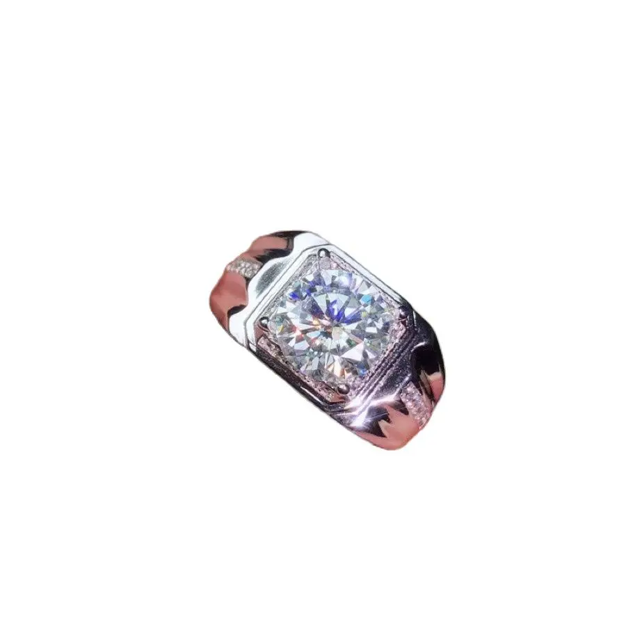 KJJEAXCMY boutique jewelry 925 sterling silver inlaid Mosang diamond gemstone men's ring support detection