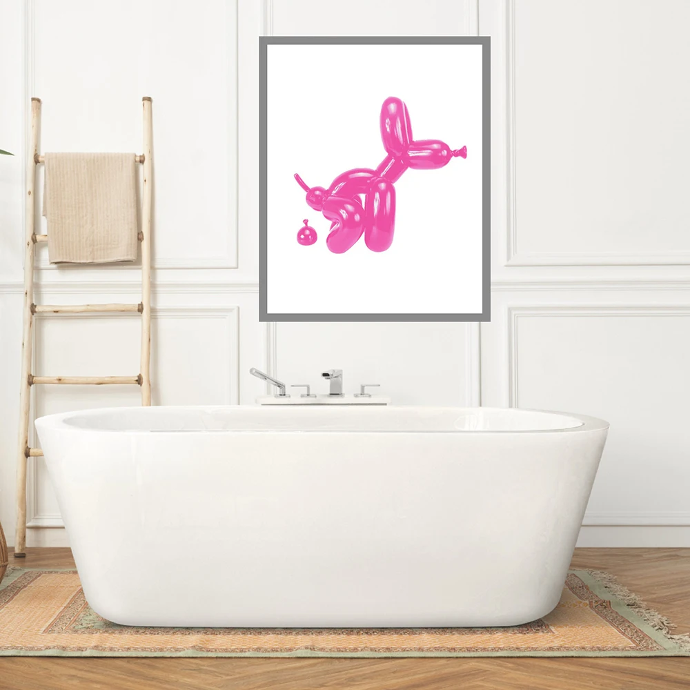 Colorful Balloon Dog Pop Art Poster Print Funny Defecate Bathroom Wall Decor Modern Hilarious Zebra Canvas Picture Home Painting