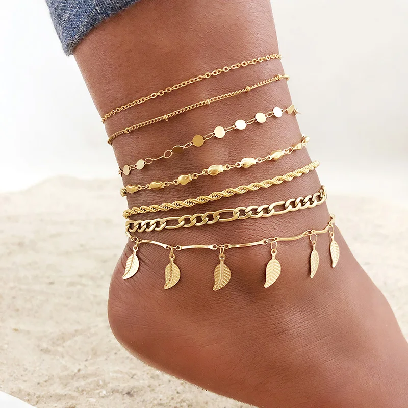 Stainless Steel Women Chain Anklet Summer Chevron Snake Ankle Foot Bracelet Gift for Her