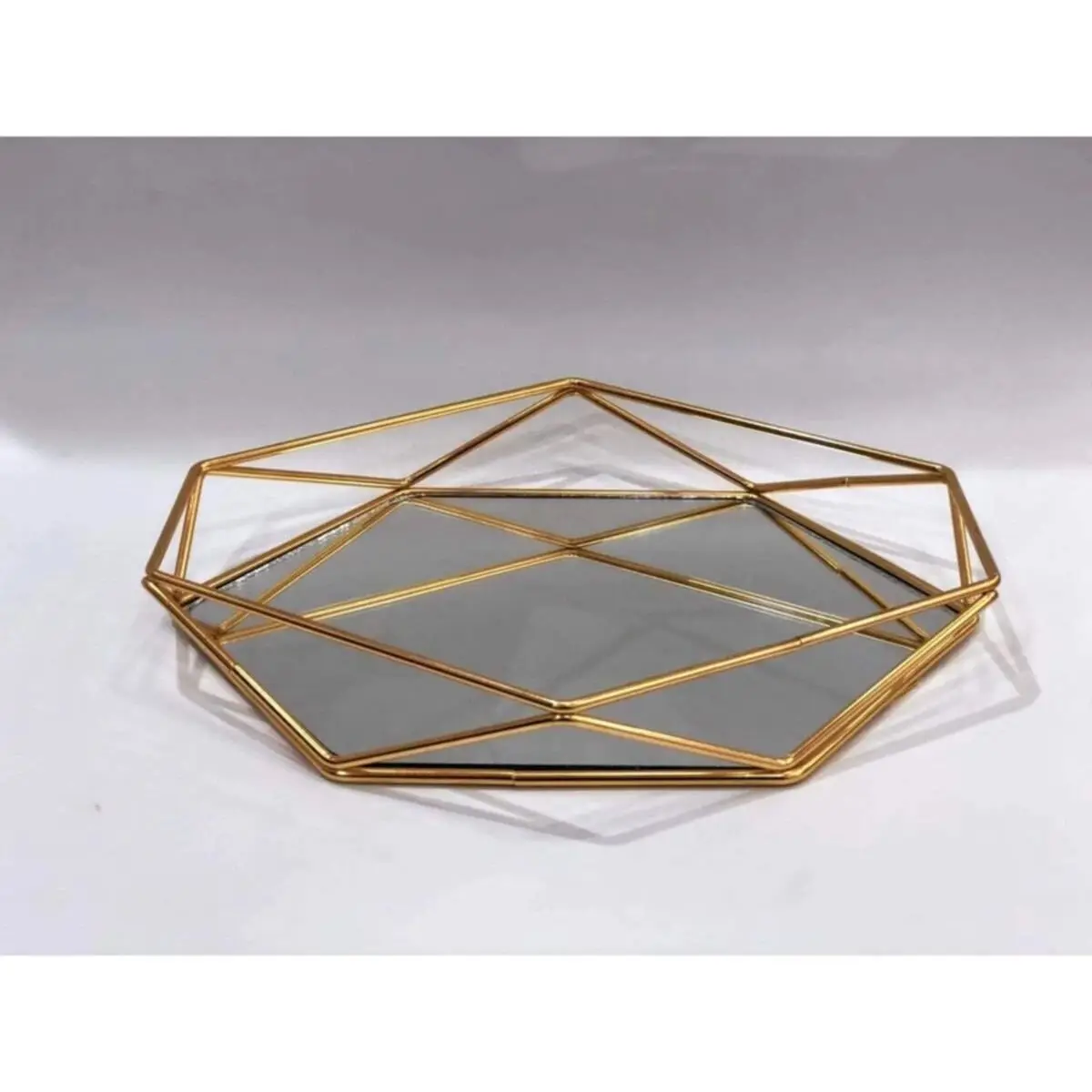 Ring Engagement Tray Prism Mirror Gold Tray (20x26 Cm) decorative Lux Service Eat at the Presentation of Organizer Multi-Purpose Tray 2022 Trend