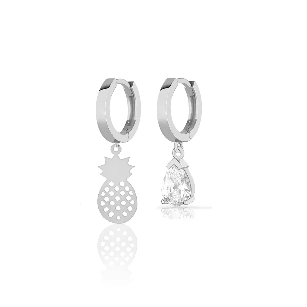 Fine Jewelry Earrings Water Drop 925 Sterling Silver For Women Rhodium Plated With Zircon Drop Earrings