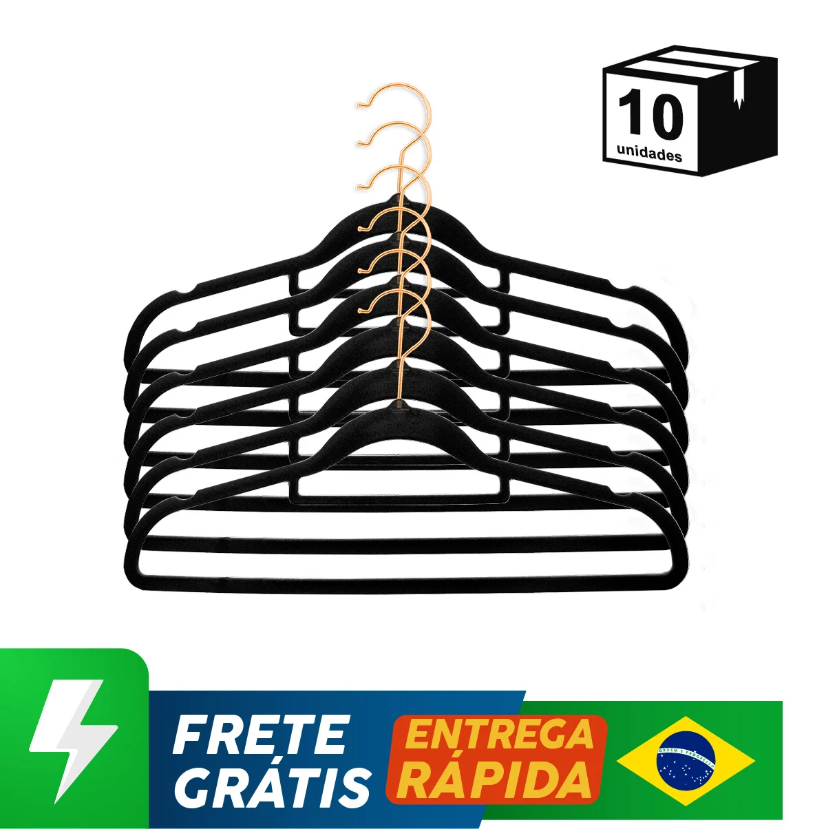 10 Pçs Cabides Veludo Ultrafino Alta Qualidade Gancho Cobre 360 ° Giratório Sofisticação Organizador Guarda Roupa Armário Rack