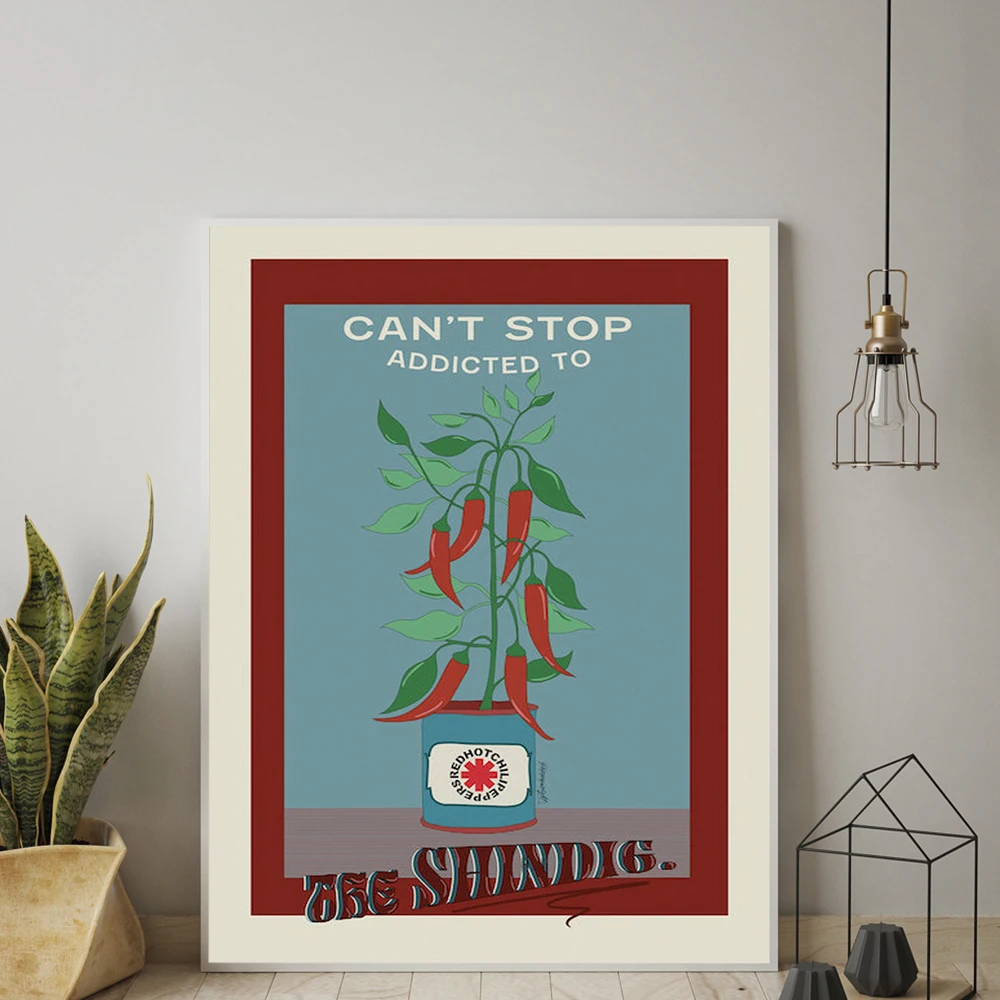 Red Hot Chilli Pepper Print Addicted To The Shindig Lyrics Wall Art Picture Canvas Painting Nordic Posters And Prints Room Decor