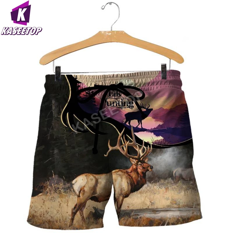 Beautiful Camo Huntaholic 3D Print Casual Shorts Men Beach Breathable Quick Dry Loose Shorts Men Short Pants Couple Unisex Short