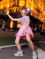 ZZL Girls Jazz Urban Dance Girl Clothes Clothes K-pop Cool Clothes for Children Hip-hop Dance Suit Children's Runway Clothes