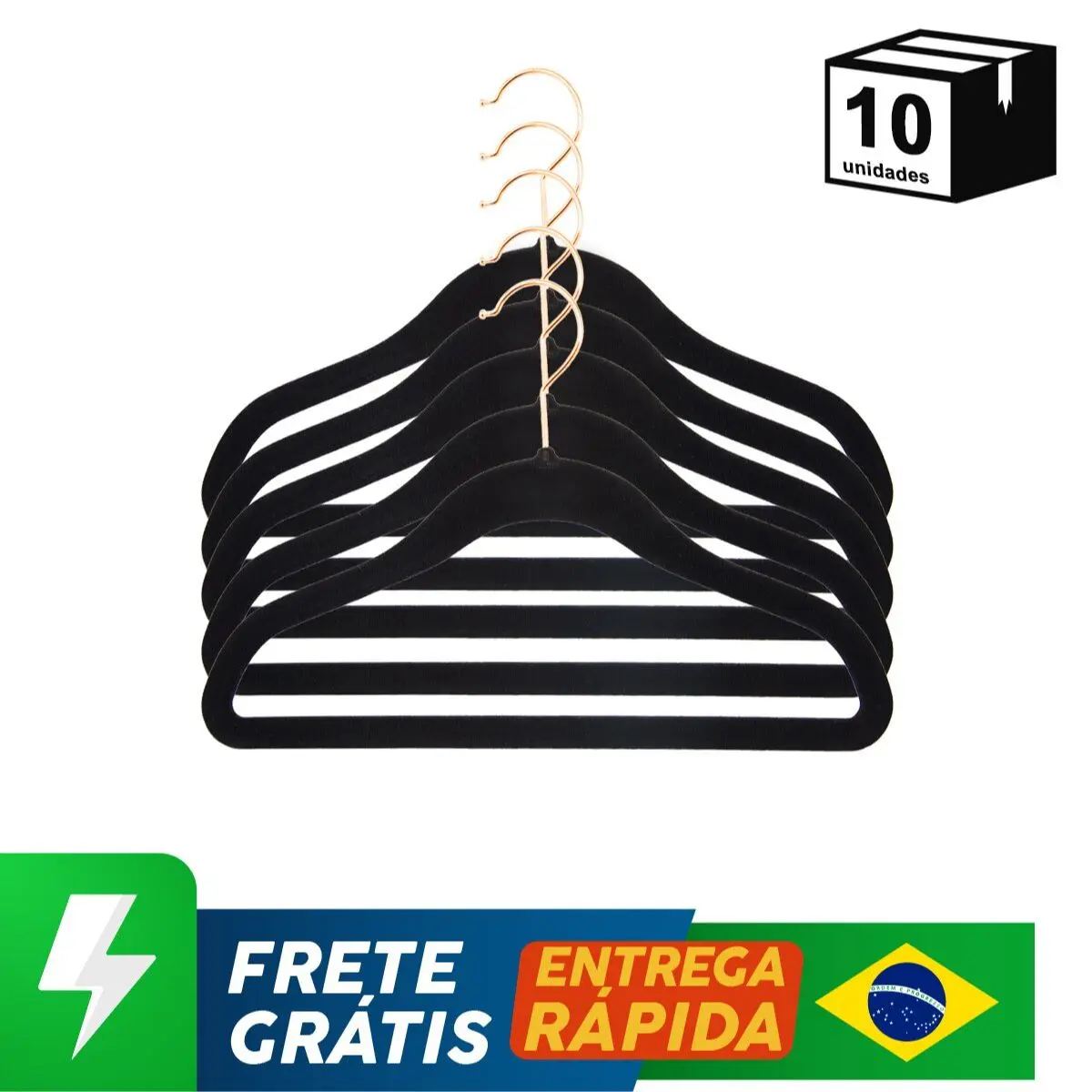 10 Peças Cabides Veludo Antiderrapantes Infantil Para Guarda-Roupas Rack Jaquetas Blusas Alta Qualidade Gancho Cobre 360 Graus