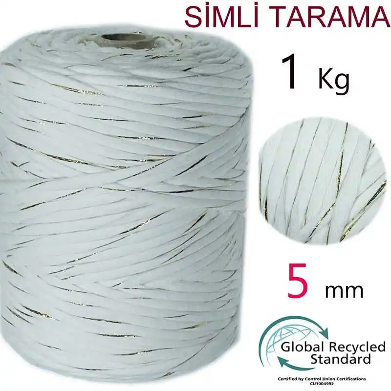 Algodão Bobin Macrame Rope - 5mm 1kg 240m - Single Twist - 4 cores - Silver - Gold - Metalic - Brass - Wall Decorations, Bag, Pillow, Swing, Party, Cord, Wedd, Thread, Home Textile, Polyester, Glitter, 1 - DIY