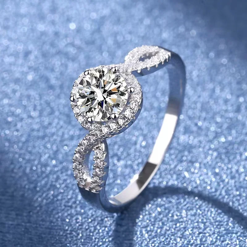 

Trendy Certified 1ct D Color VVS1 Round Moissanite Women Ring 925 Sterling Silver Wedding Engagement Ring Pass Diamond Tester