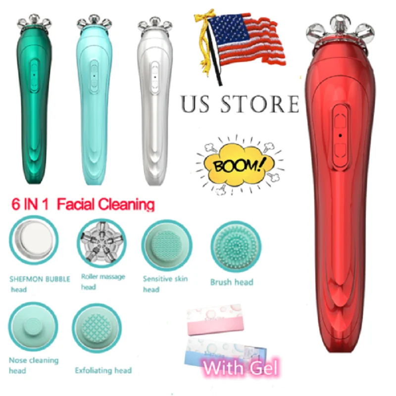 6 in 1 3D Roller Massager 2021 Electric Silicone CO2oxygen CO2 Bubble Face Cleansing Brush