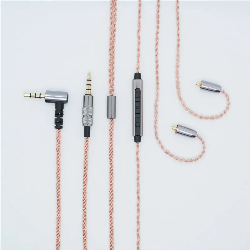 8 Nhân MMCX Micro Cáp OFC Phù Hợp Với Cho Shure Tai Nghe Tai Nghe Nhét Tai UE900 SE535 SE215 Đồng Cập Nhật Dây Thay Thế