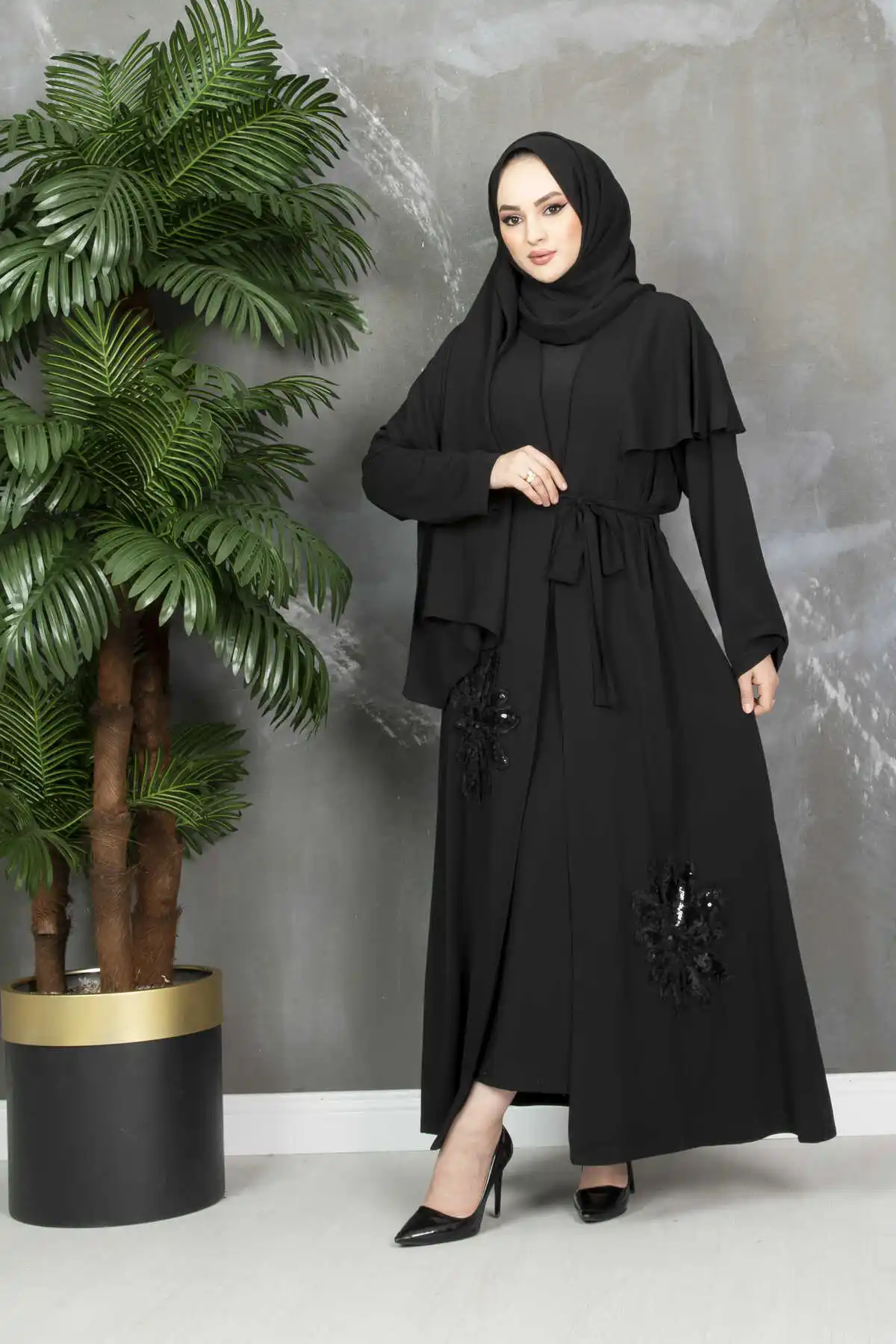 Cape abaya nero per donna Dubai 2022 lusso dalla turchia caftano abbigliamento islamico turco per veli abito Hijab Kimono marocchino