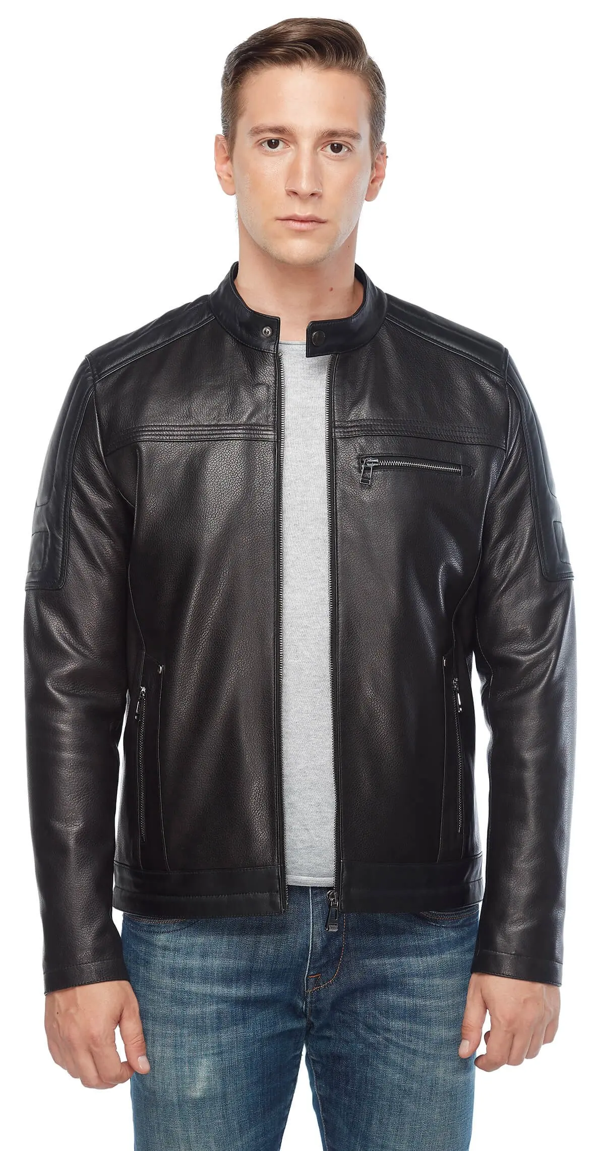 Crisby Leather Sports Black Leather Jacket Original Lambskin autunno inverno 2022 Biker Slim Large Size VintageTürkiye
