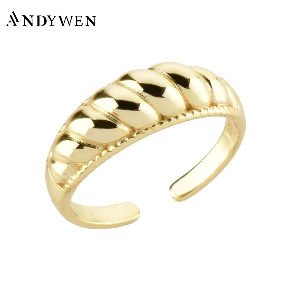 

ANDYWEN 100% 925 Sterling Silver Gold Screw Resizable Ring Adjustable Women Fine Jewelry 2022 Luxury Rock Punk Jewelry