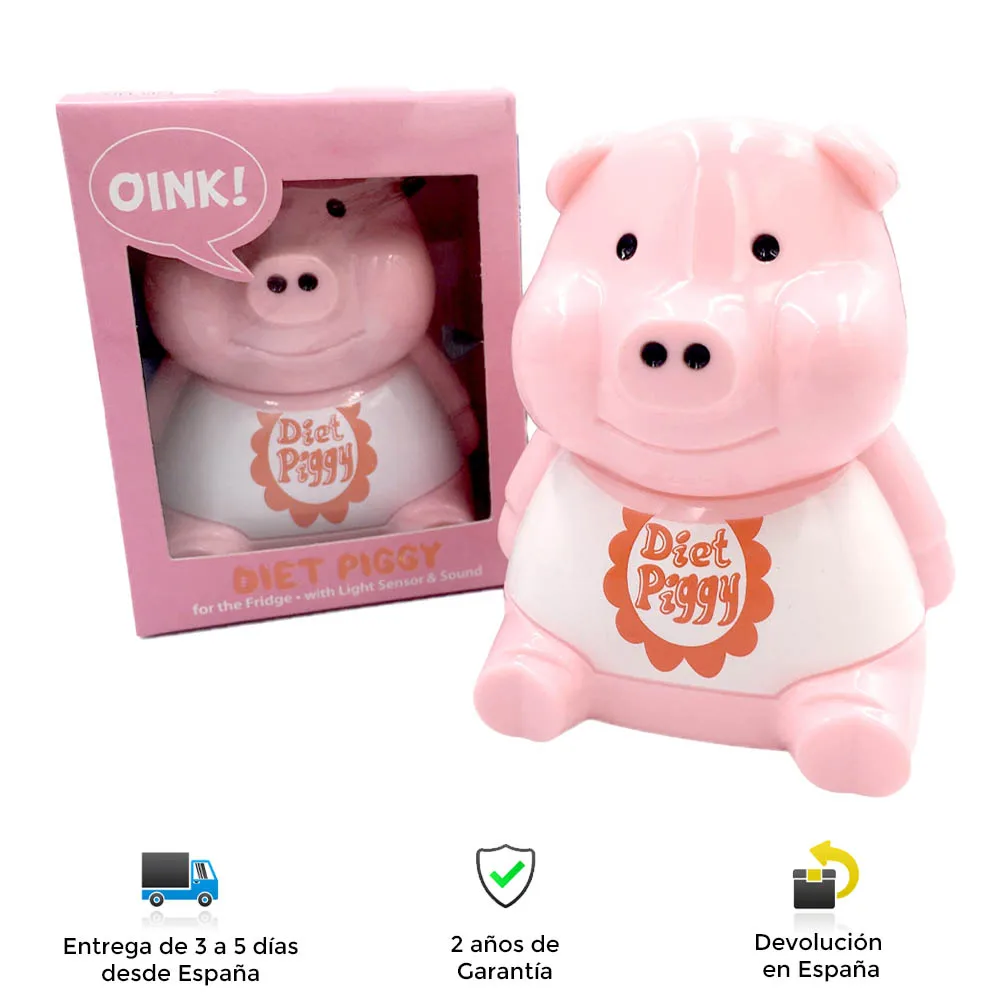 Piggy guardian for diet, fridge, furniture, grunt, sound, light sensor, original, funny, cash, batteries, plastic, piggy fridge sensor diet