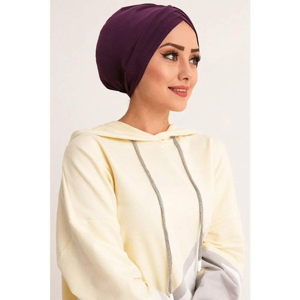 Hijab Turban Hat 2021 New Inner Caps for Women Muslim Stretch  Islamic Indian Arab Wrap Head Scarf Turkey  Patterened Headdress