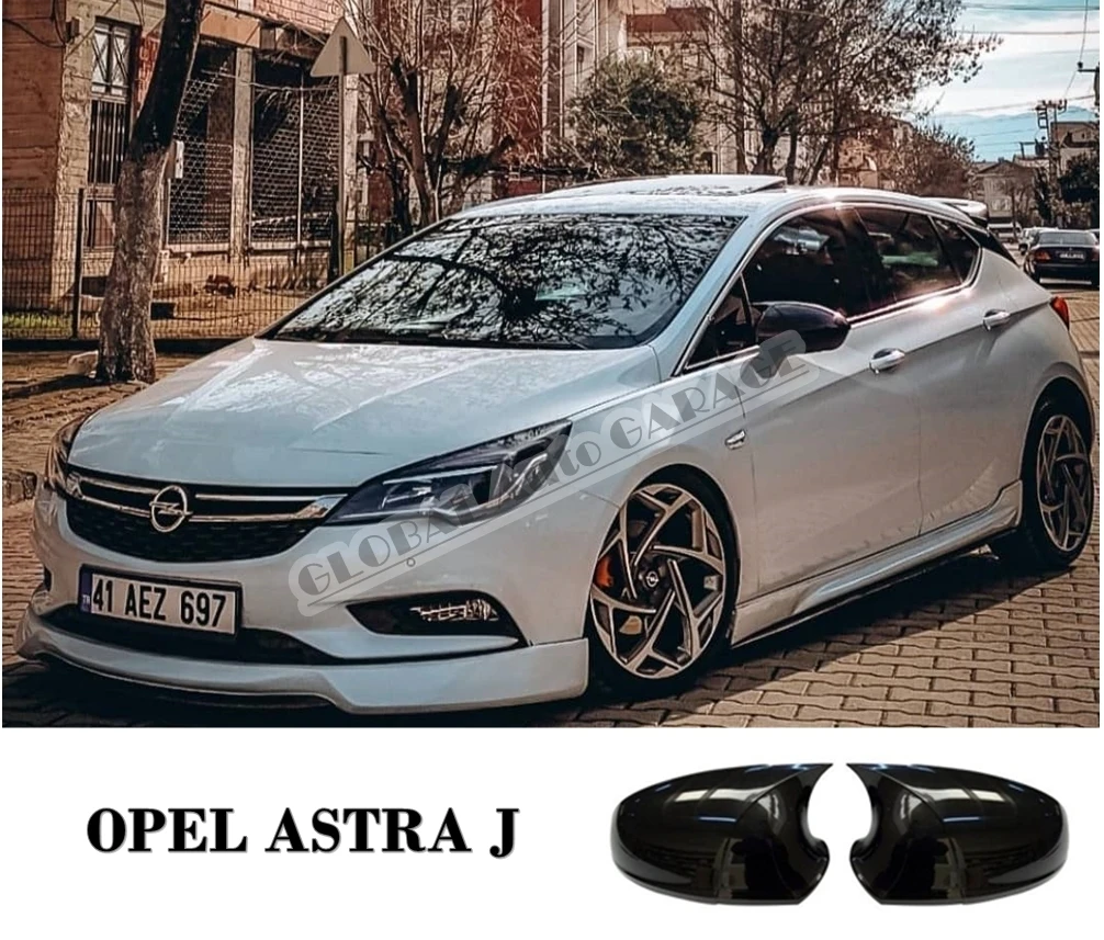 For Opel Astra J Sedan Hatchback Bat Mirror Cover 2009-2020 Glossy Piano Black 2 PCS Wing Car Styling Auto Universal Sport