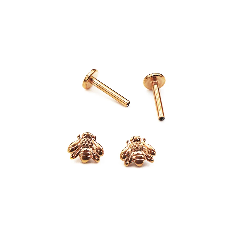 Cute Tiny Bee Labret Piercing Cartilage Earring Tragus Piercing Conch 316 Stainlesss Steel Internal Thread Body Jewelry