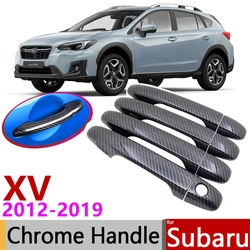 Black Carbon Fiber Chrome Door Handle Cover for Subaru XV Crosstrek 2012 2013 2014 2015 2016 2017~2019 Accessories Stickers Trim