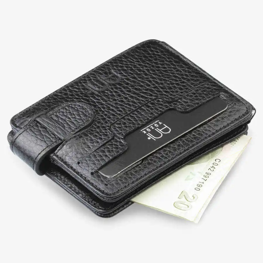 Customisable Double-Sided Minimalist Leather Wallet Black Purse Casual For a Lifetime Money Good Quality Luxury Naive Design