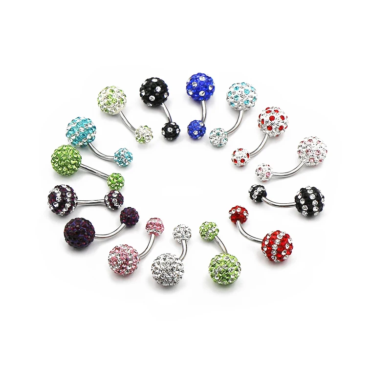 1pcs Belly Ring Ball  Not Allergic 100% Stainless Steel Piercing Heart-shaped Ellipsoid Navel Har Body Jewelry Color Mud Ball