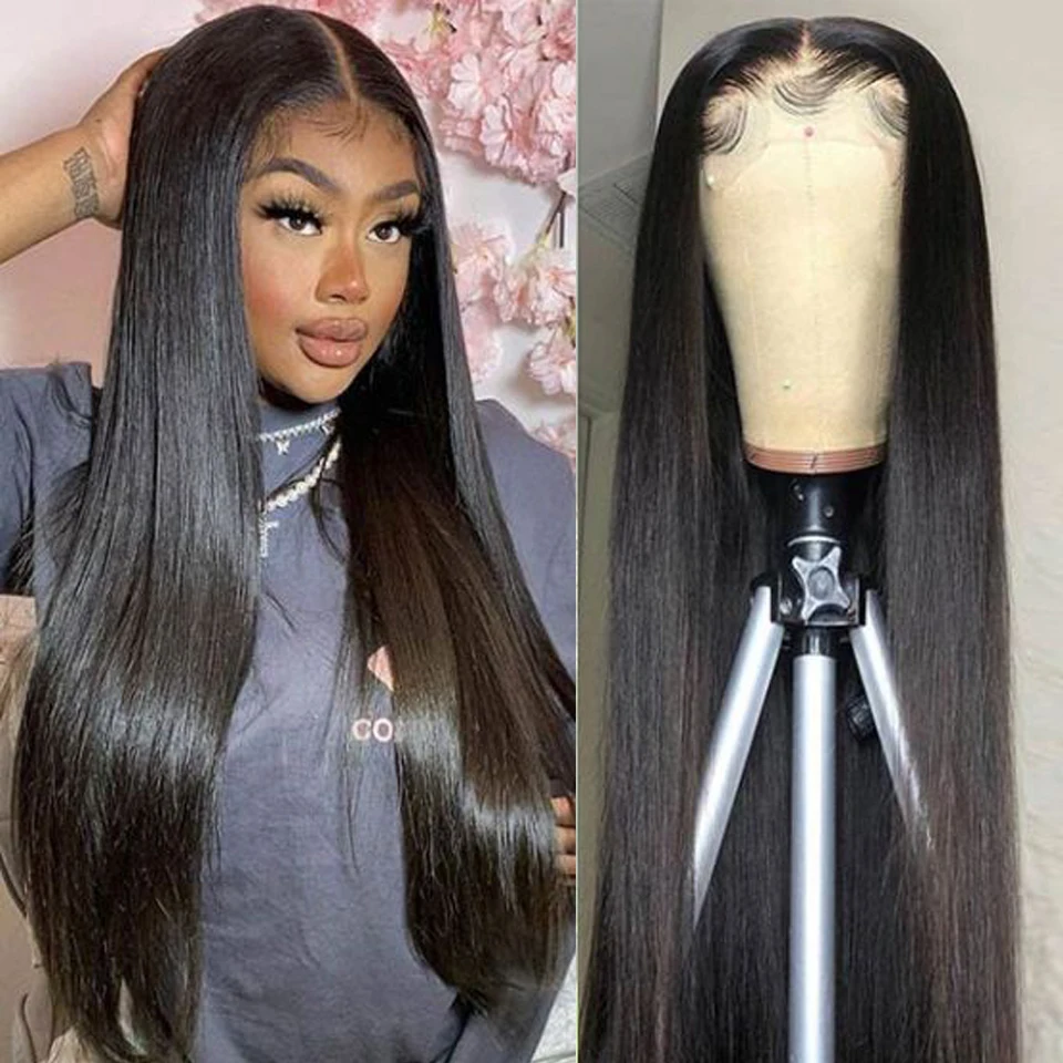 

Msbeauty 30 Inch Bone Straight 13x4 Lace Front Human Hair Wigs Brazilian Virgin Natural 4X4 Transparent Lace Closure Wig