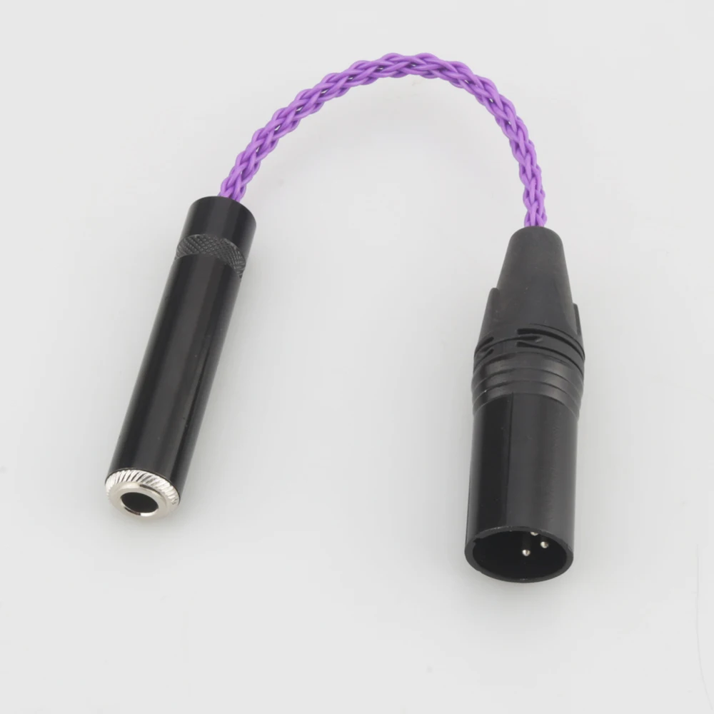 New HIFI 4-Pin XLR Male Balanced to 6.35mm 1/4 Female Single Coppe Silver Plated Audio Adapter Cable 6.35mm to XLR