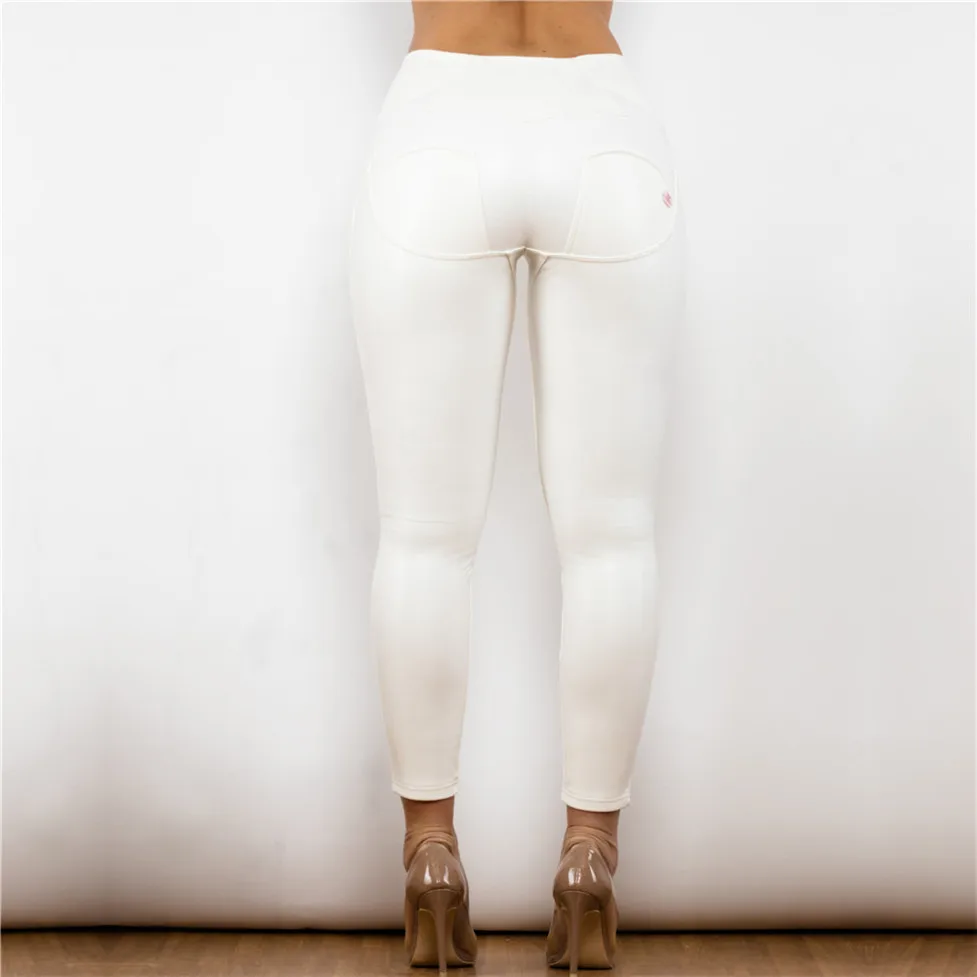 

Shascullfites Push Up Pants Faux Leather White Pants Pu Trousers High Waisted Pleather Stretch For Winter Gift for Girlfriend