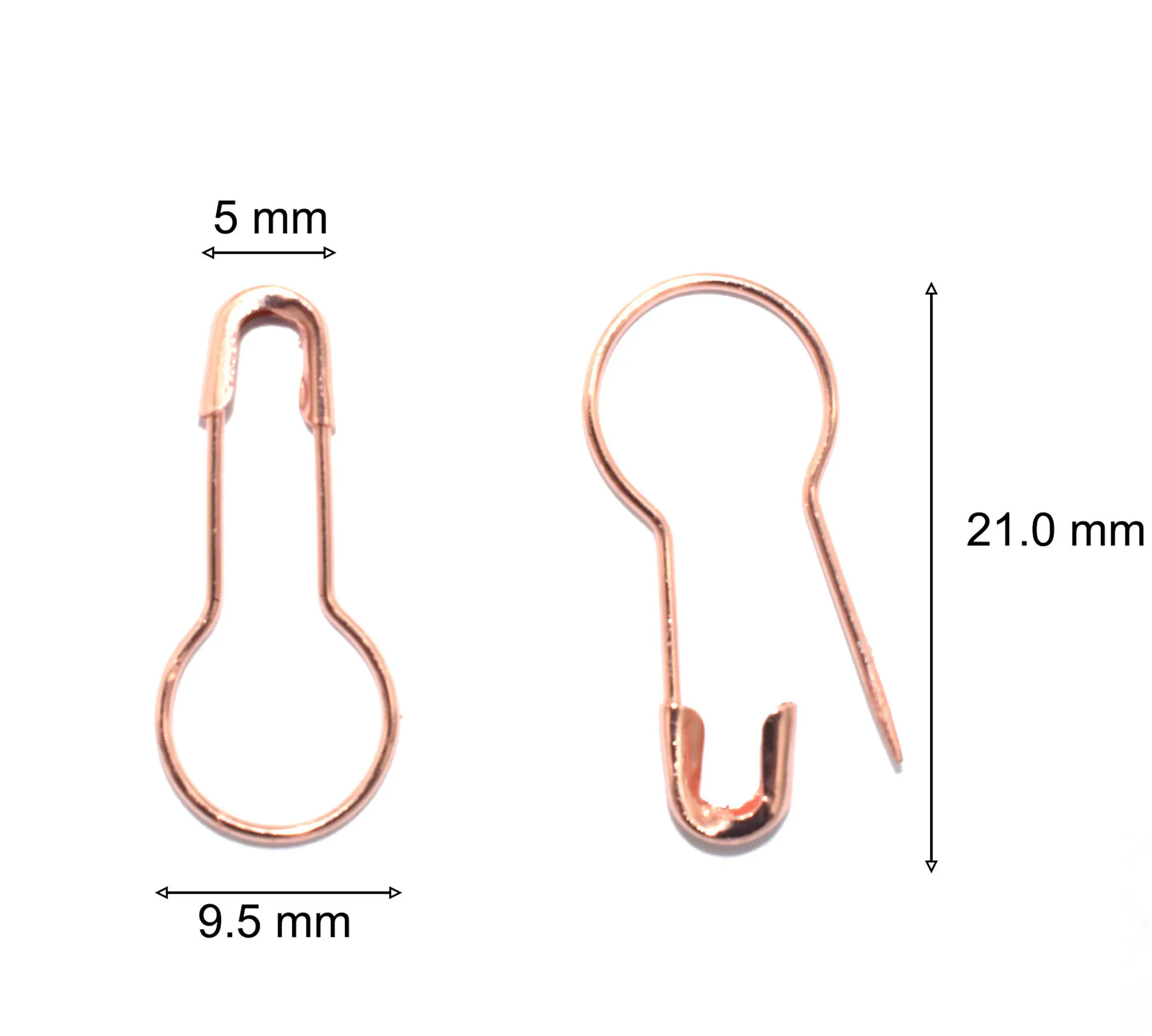 200pcs Big Safety Pins Mini Safety Pins Pear-Shaped Gourd Pins for Clothing Making and DIY Home Accessories Rose Gold 21mm