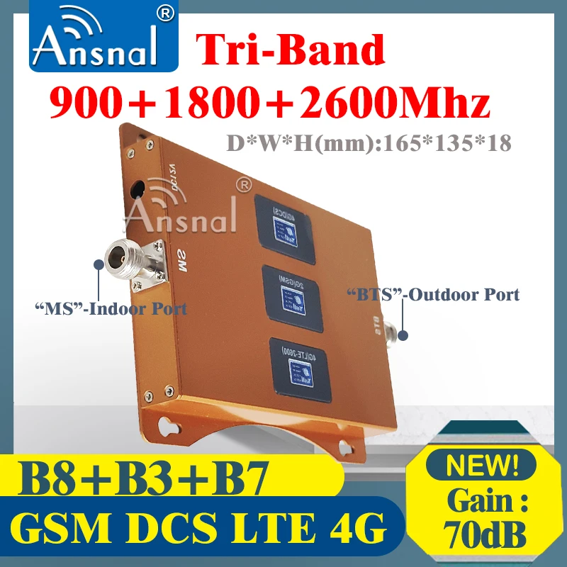 Grande venda!!! Tri-Band GSM Signal Booster e Amplificador de Internet, Repetidor, 2G, 3G, 4G, 900 MHz, 1800 MHz, 2600MHz