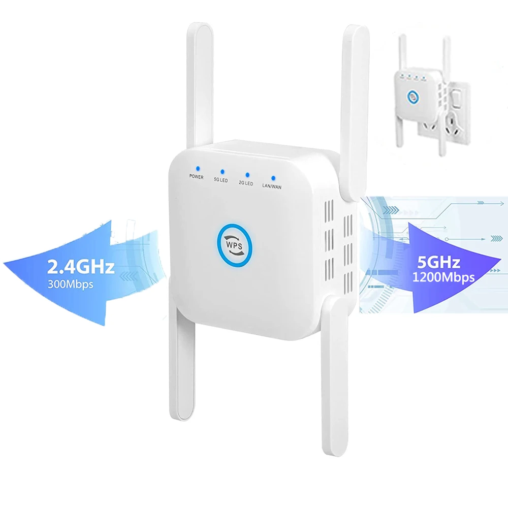 

2.4G/5G Dual Band Wifi Repeater 1200mbps Wifi Signal Amplifier Network Extender Long Range Coverage Booster WI-FI Router