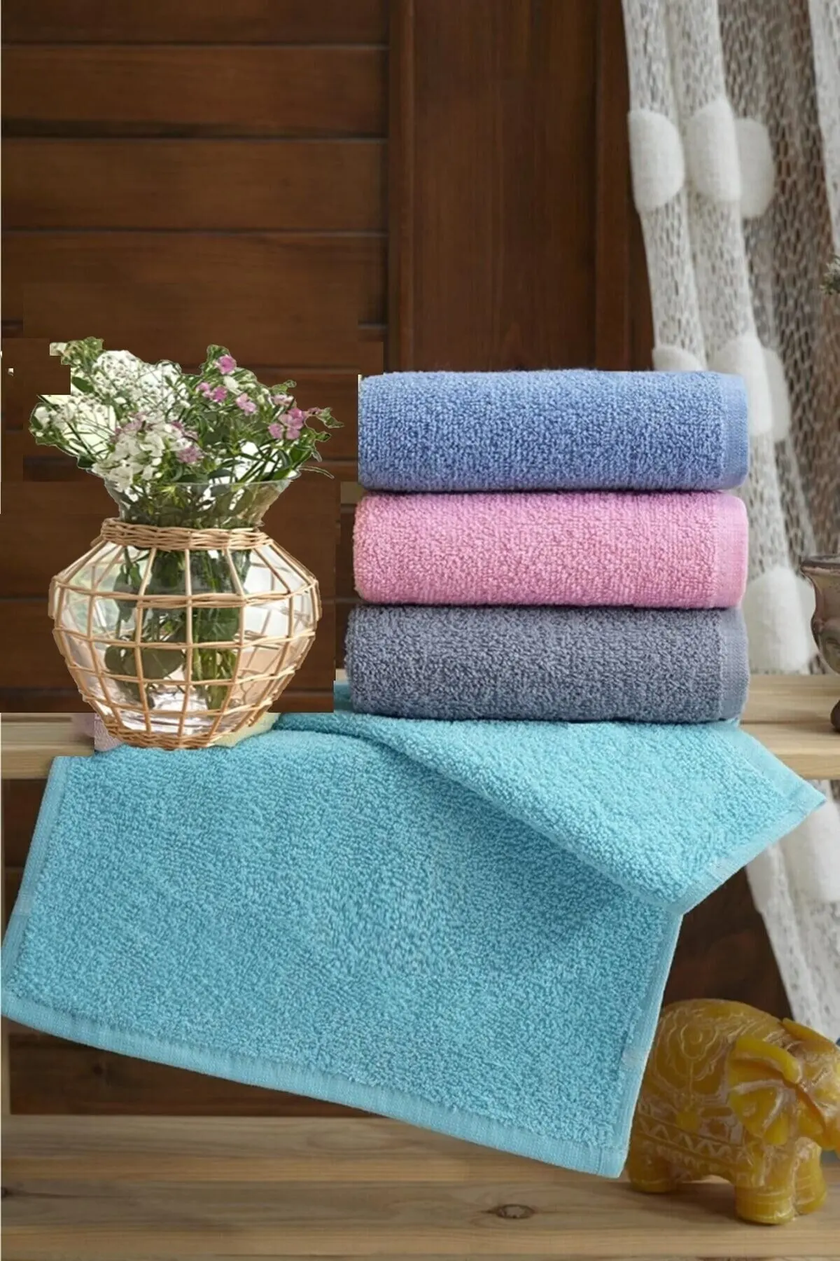 Set of 4 50x90 Cm Hand And Face Towels Cotton Home Textile Towel Bath Linen Solid Color Dry towel