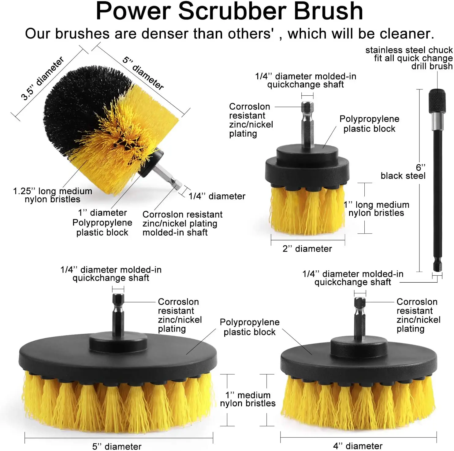 10Pcs Electric Brush Power Cleaning Scrubber Nylons Brush Clean Brush Kit for Kitchen Bashroom Car Cleaning