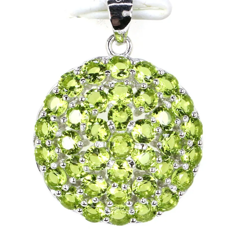 27x25mm Jazaz 2.8g Deluxe Created Pink Kunzite London Blue Topaz Green Peridot Women Real 925 Solid Sterling Silver Pendant