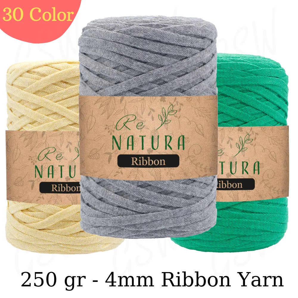 Cotton Ribbon Yarn, 29 Color - 130 Meters - 250 grams - Summer - Winter - Blanket - Booties - Bag - Pillow - Stroller - Fiber - Rug - T-shirt -