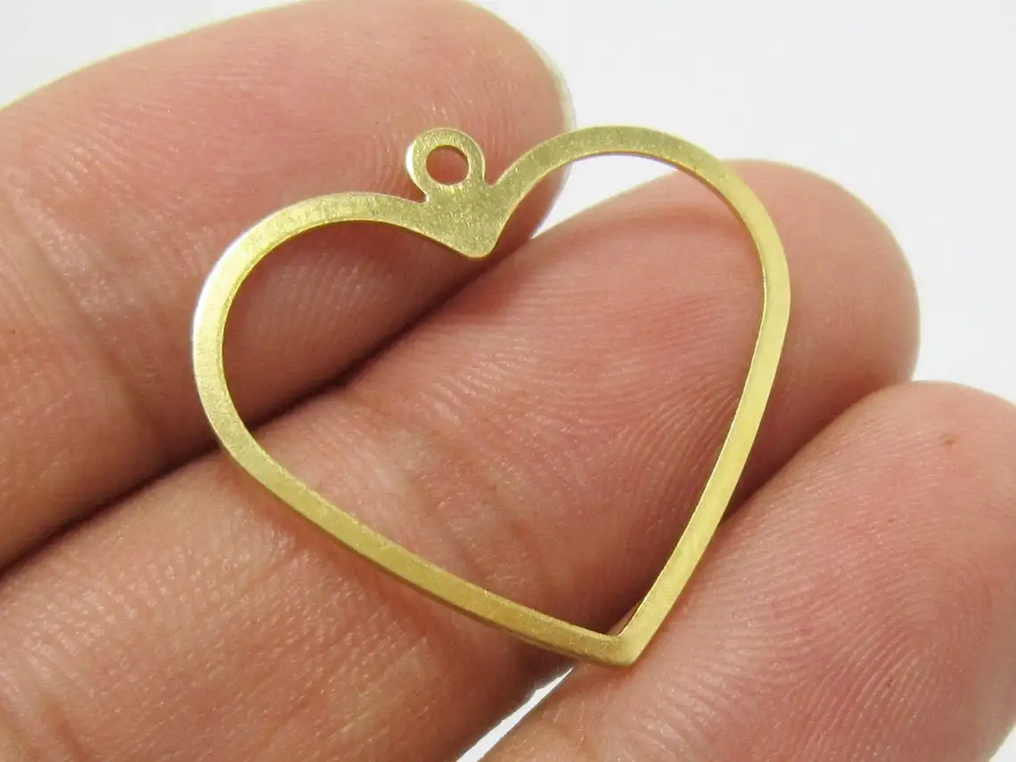 

20pcs Brass earring findings 27x25x0.6mm Raw brass heart charm Jewelry supplier -R1320