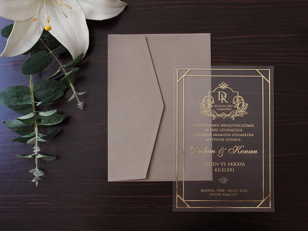 50 pcs Wedding Invitation, Acrylic Invitations, Acrylic Gold Invitations, Minimalist Design, Clear Acrylic Invitation