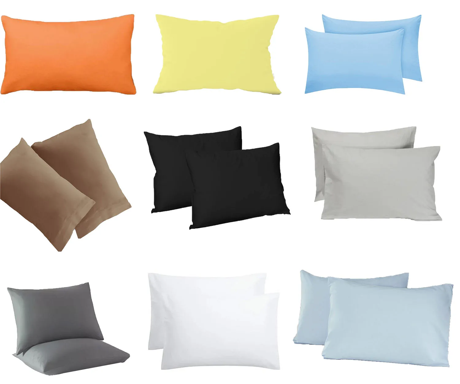

100% Cotton Pillowcase Breathable Solid Color Protectors 2 Pack Anti Allergy, No Bacterial Pillow Cases 63 Thread Count