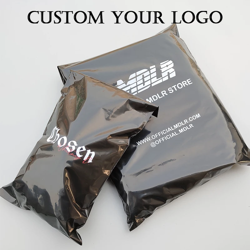 Custom Brand Logo Black Courier Bags New PE Plastic Poly Storage Bag Envelope Mailing Bags Self Adhesive Seal Plastic Pouch Bags