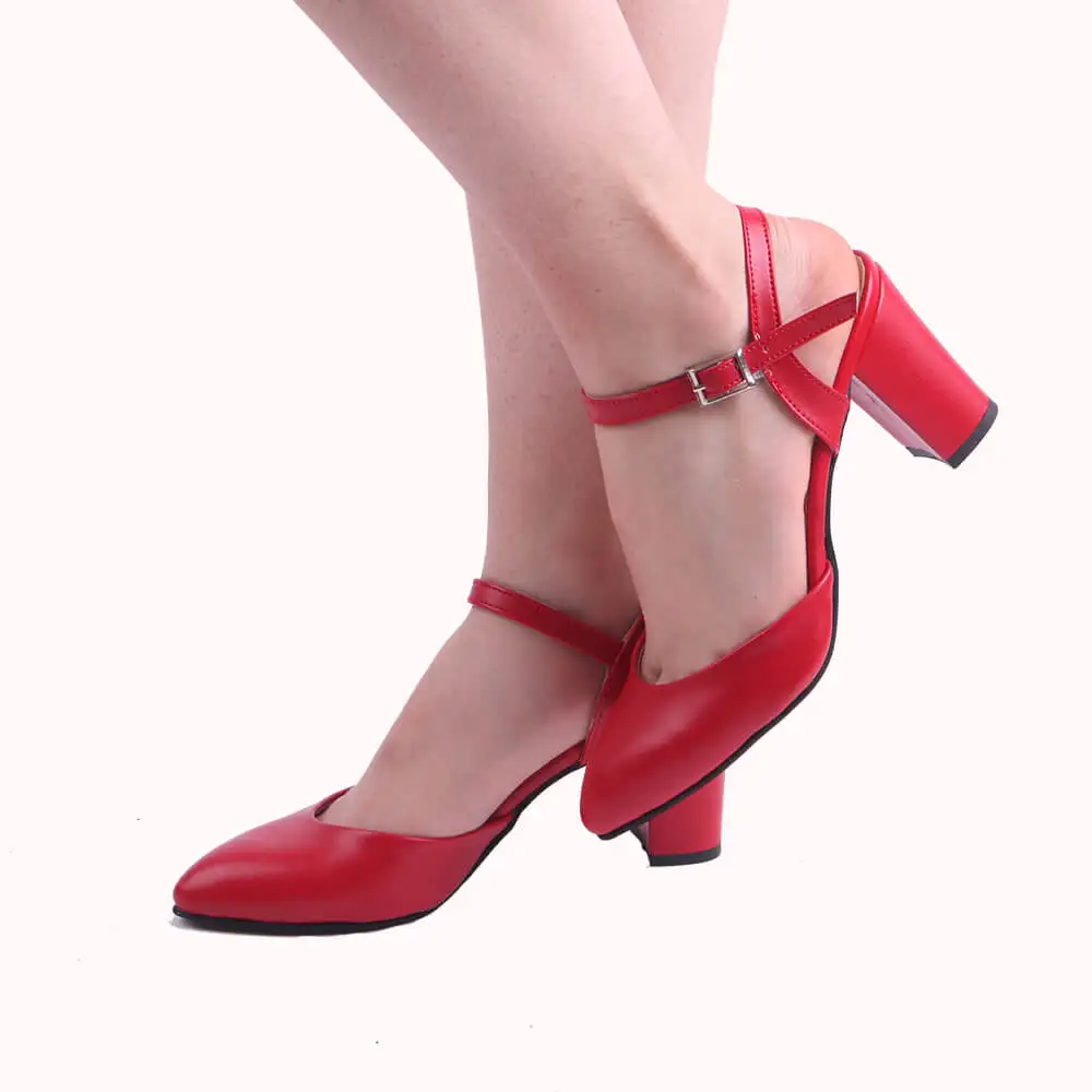 Shoes for Women with Short Heels for Party Ladies Shoes and Sandals Footwear Woman Shoes 2021 Summer Faux Leather Red