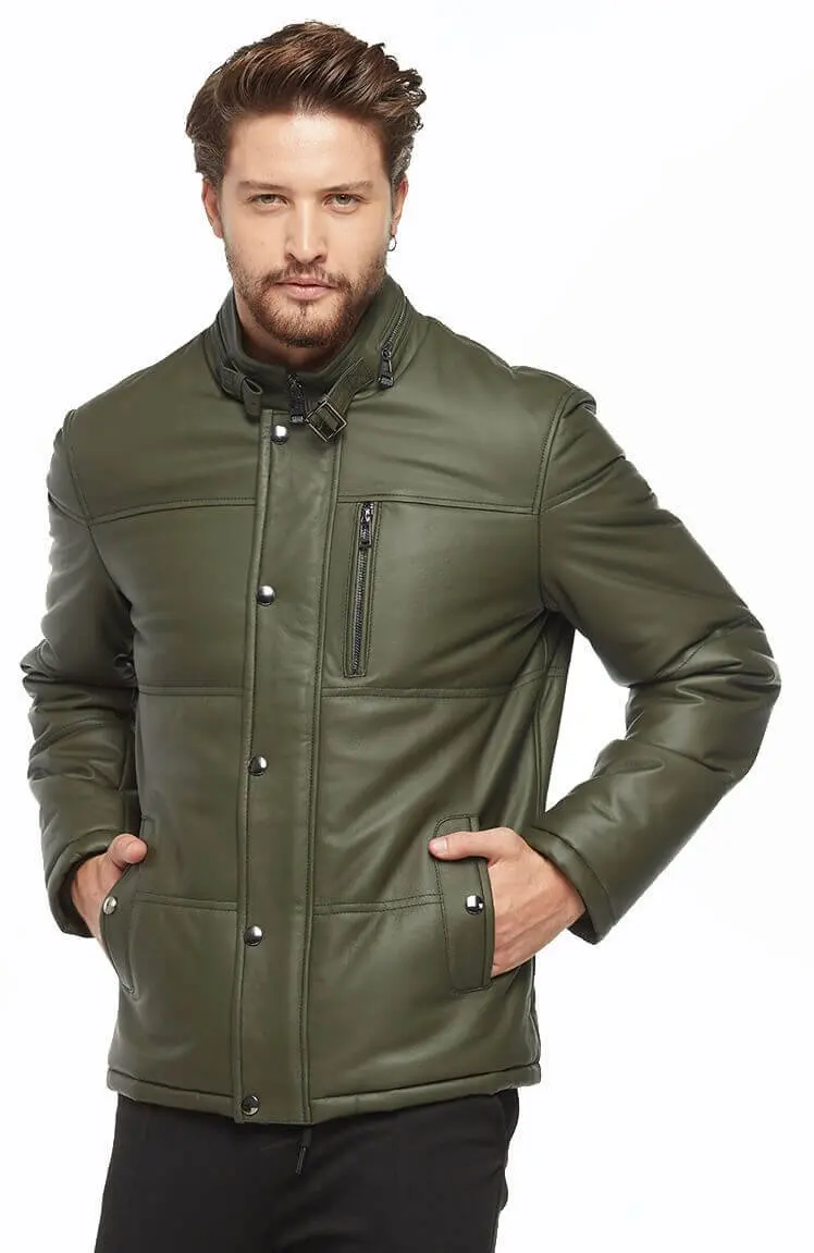 Xanh Taffeta Bơm Hơi Phối Da Orjinal Da Cừu Thu Đông 2022 Biker Slim Size Lớn VintageTürkiye