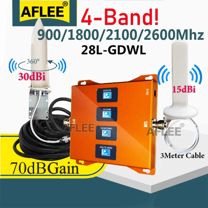 Многочастотный ретранслятор GSM 900/1800/2100/2600 МГц - 2G 3G 4G сотовый сигнал Booste LTE DCS WCDMA сотовый усилитель