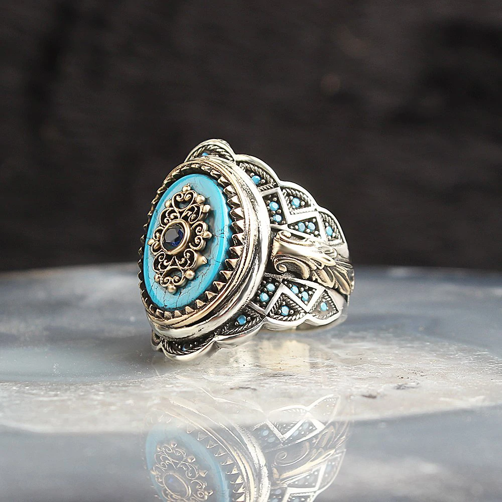 Turquoise Gemstone 925 Sterling Silver Men 'S Ring