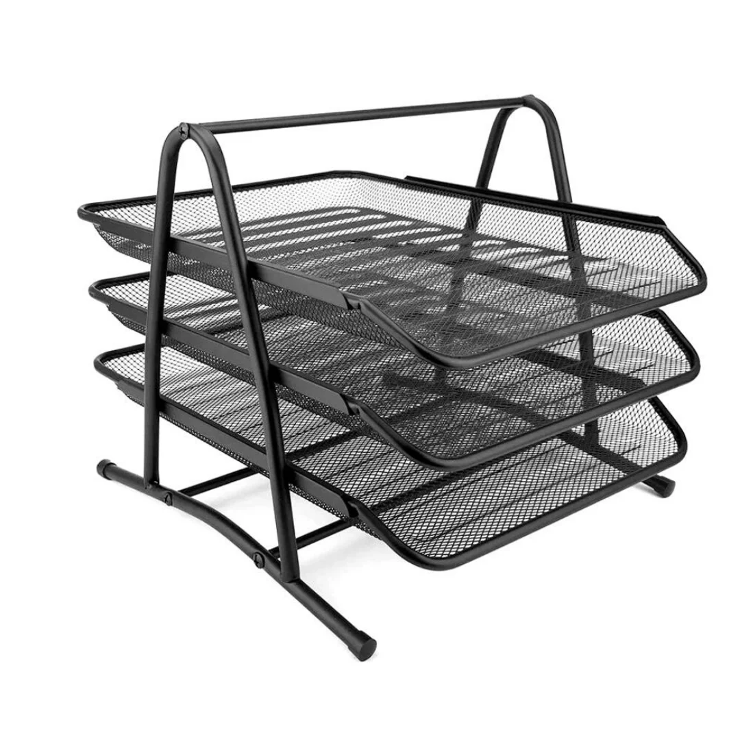 KROWN 3-level 2-layer metal organizer tray for folios, sheets and documents for office or personal use