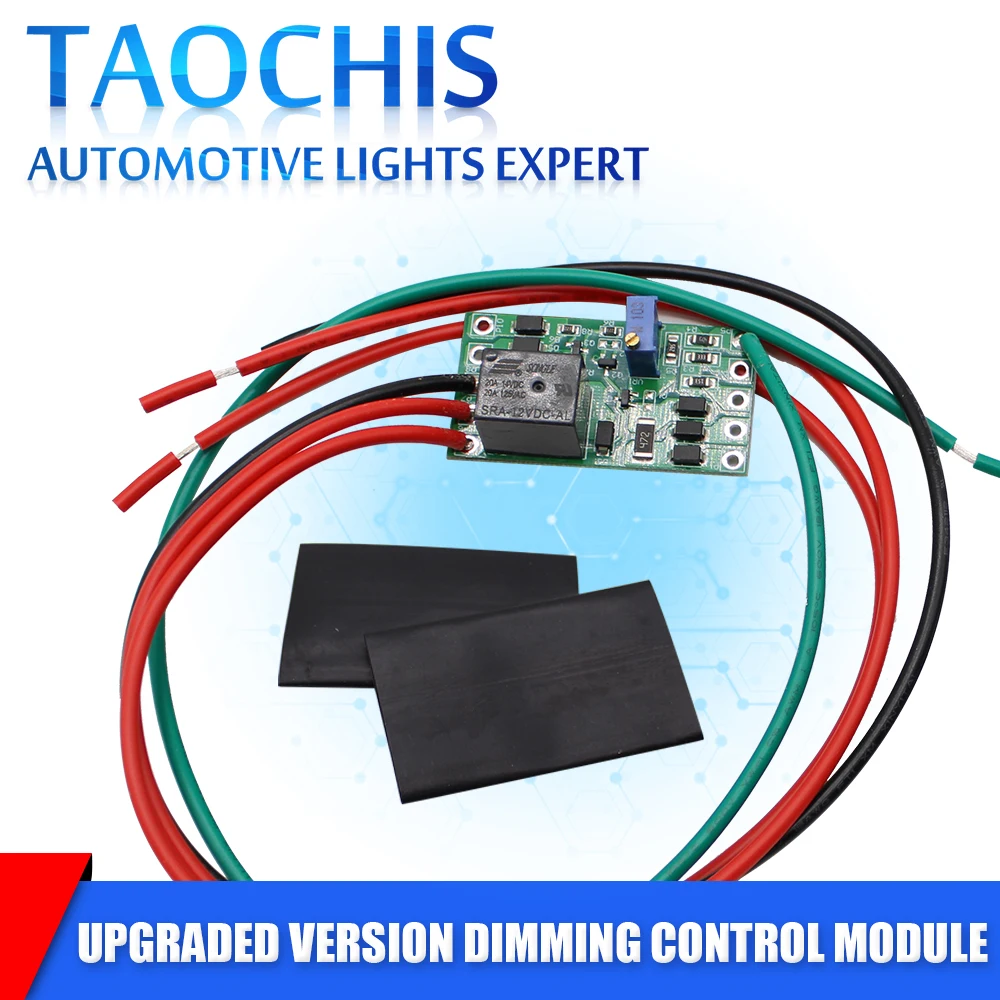 

TAOCHIS 2Pcs Auto Car Upgrade Version 9-16V High Low Beam Dimming Control Unit Module Retrofit Tools Wiring Harness for Carlight